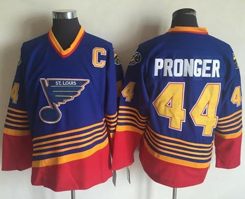 Blues #44 Chris Pronger Light Blue/Red CCM Throwback Stitched NHL Jersey